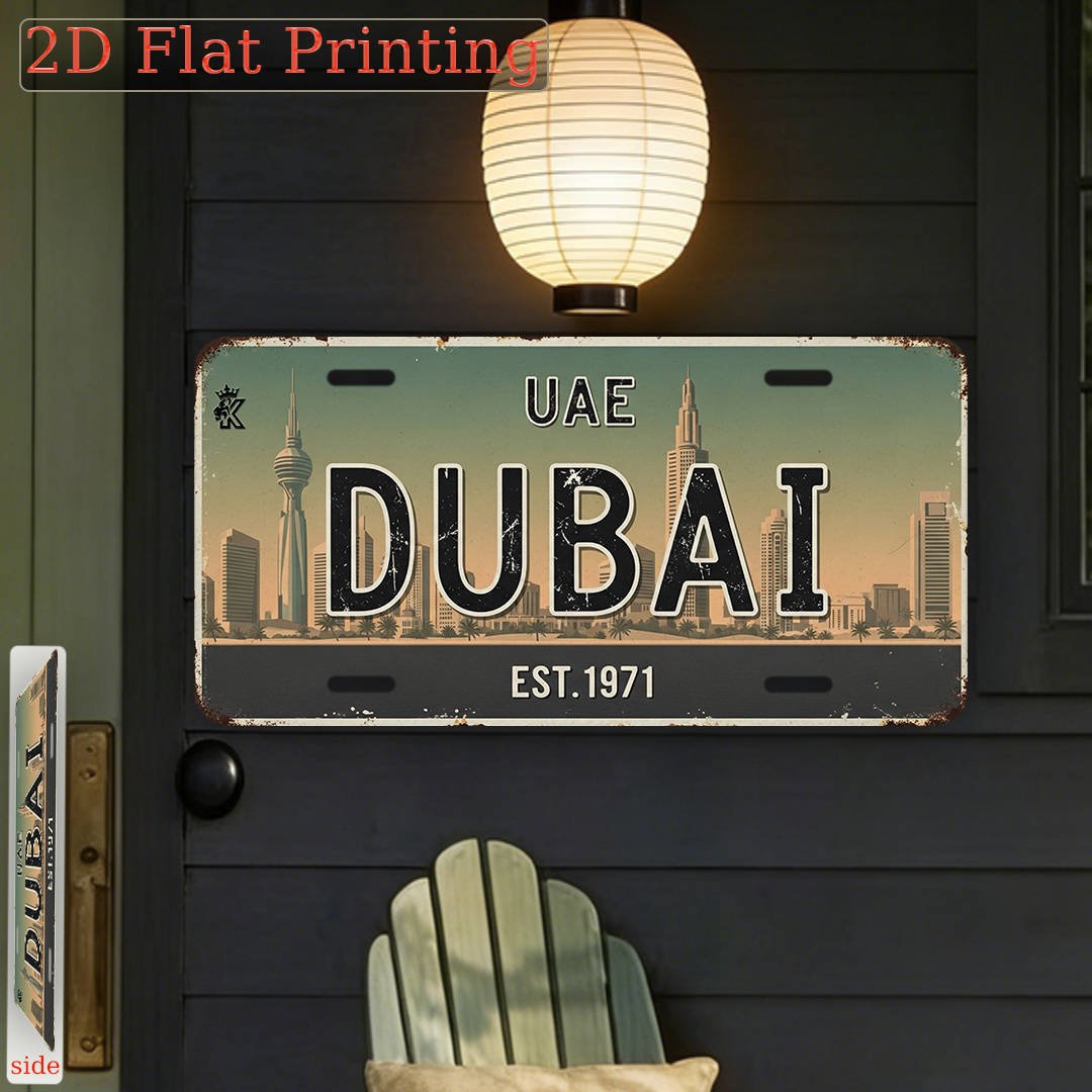 Home Office Dubai - Targa Decorativa in Metallo Vintage Dubai