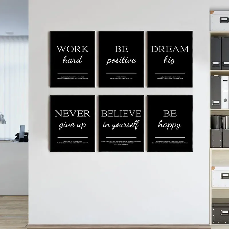 Home Office Room Inspiration - Quadri su tela con citazioni motivazionali,